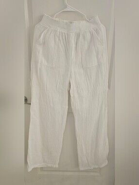 SO Wide Leg White Gauze Pants